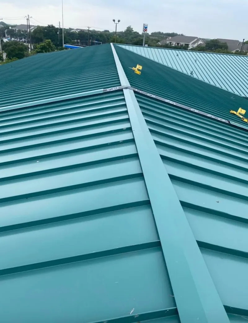 Green commercial metal roof ridge and valley for Metal Roof Repair in Talent